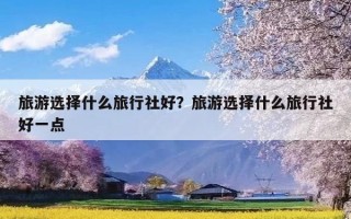 旅游选择什么旅行社好？旅游选择什么旅行社好一点